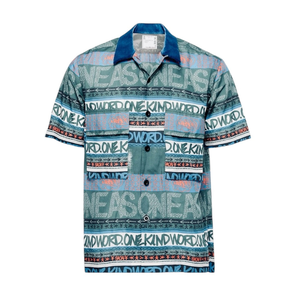 SACAI x ERIC HAZE STRIPE PRINT SHIRT- GREEN ( 23-03076M)