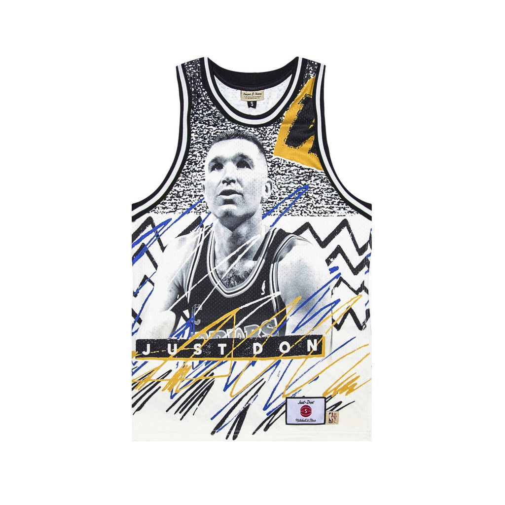 JUST DON X MITCHELL & NESS 'GOLDEN STATE WARRIORS' SUBLIMATED JERSEY - PATTERN OFF WHITE