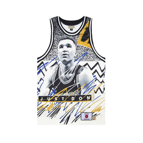 JUST DON X MITCHELL & NESS 'GOLDEN STATE WARRIORS' SUBLIMATED JERSEY - PATTERN OFF WHITE