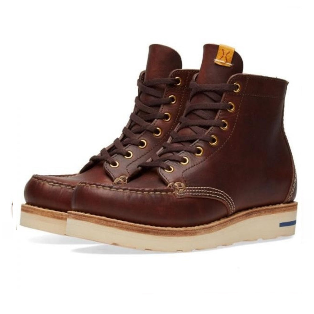 VISVIM BLACKSTONE MOC BOOTS-FOLK (VEGGIE) - DK BROWN