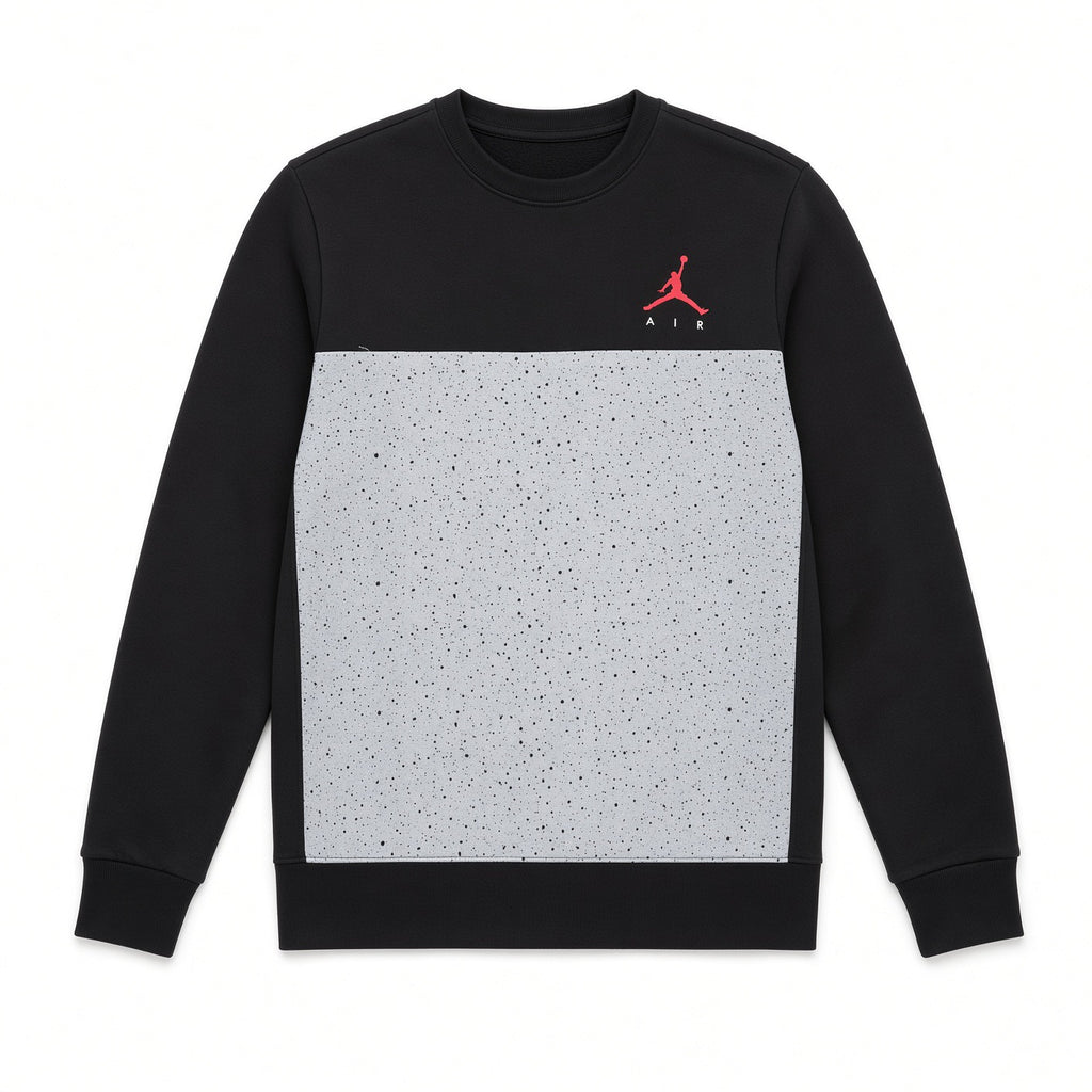 NIKE FLIGHT FLEECE CEMENT CREW - BLACK