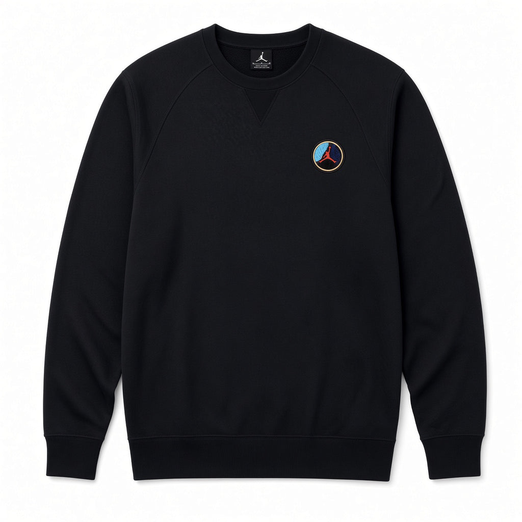 AIR JORDAN VIII JUMPMAN RETRO EMBROIDERED CREWNECK SWEATSHIRT - BLACK