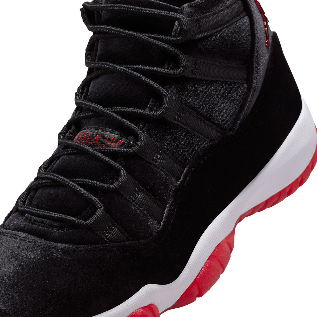 WOMENS AIR JORDAN 11 RETRO 'BRED VELVET' - BLACK/GYM RED-WHITE