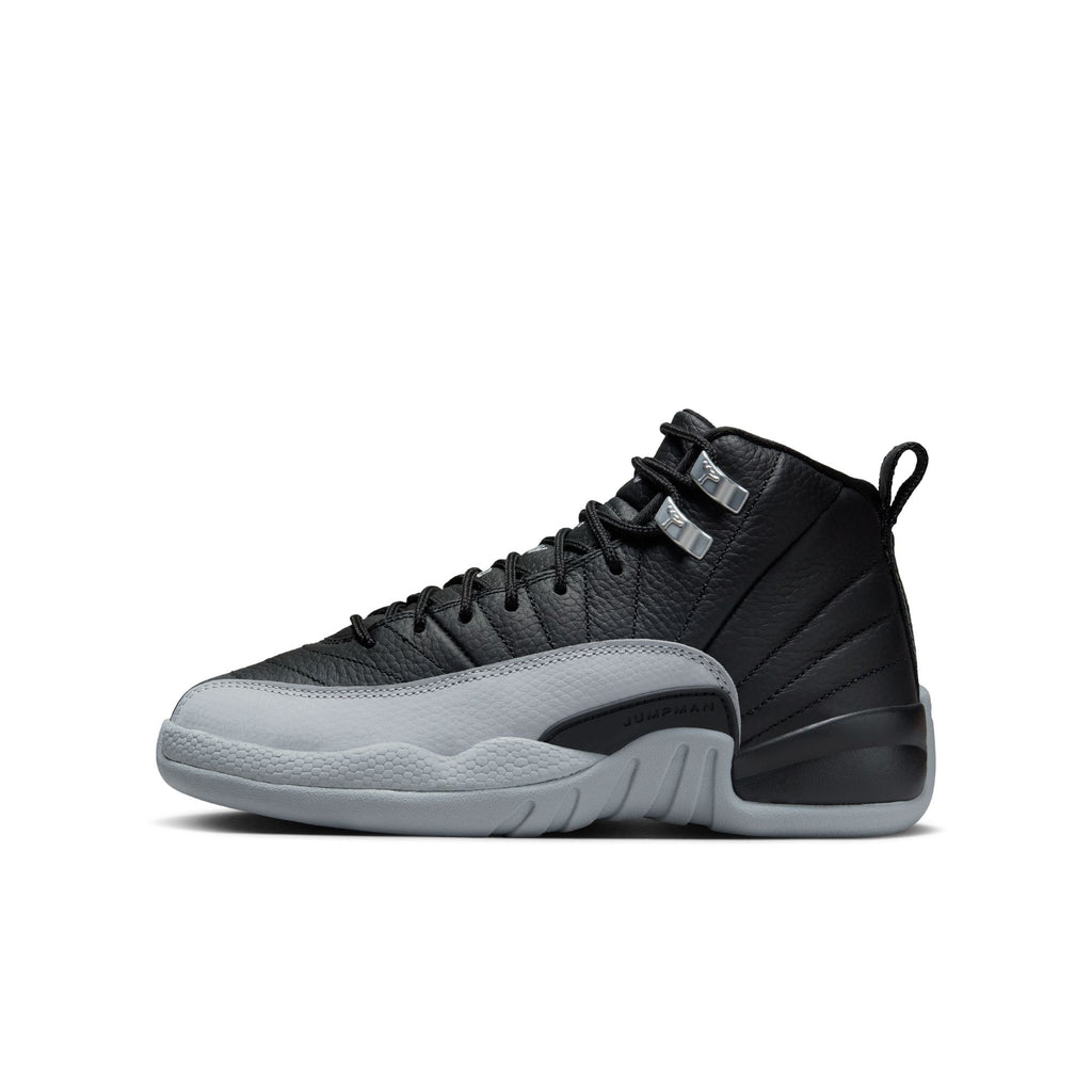 AIR JORDAN 12 RETRO "BLACK AND WOLF GREY" GS -  BLACK/WOLF GREY-WHITE