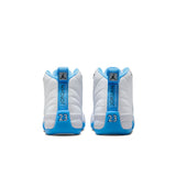 AIR JORDAN 12 RETRO 'MELO' GS - WHITE/UNIVERSITY BLUE/METALLIC SILVER