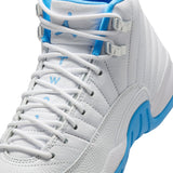 AIR JORDAN 12 RETRO 'MELO' GS - WHITE/UNIVERSITY BLUE/METALLIC SILVER