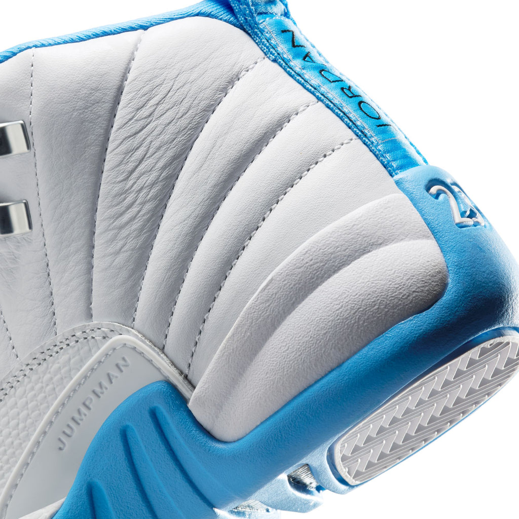 AIR JORDAN 12 RETRO 'MELO' GS - WHITE/UNIVERSITY BLUE/METALLIC SILVER