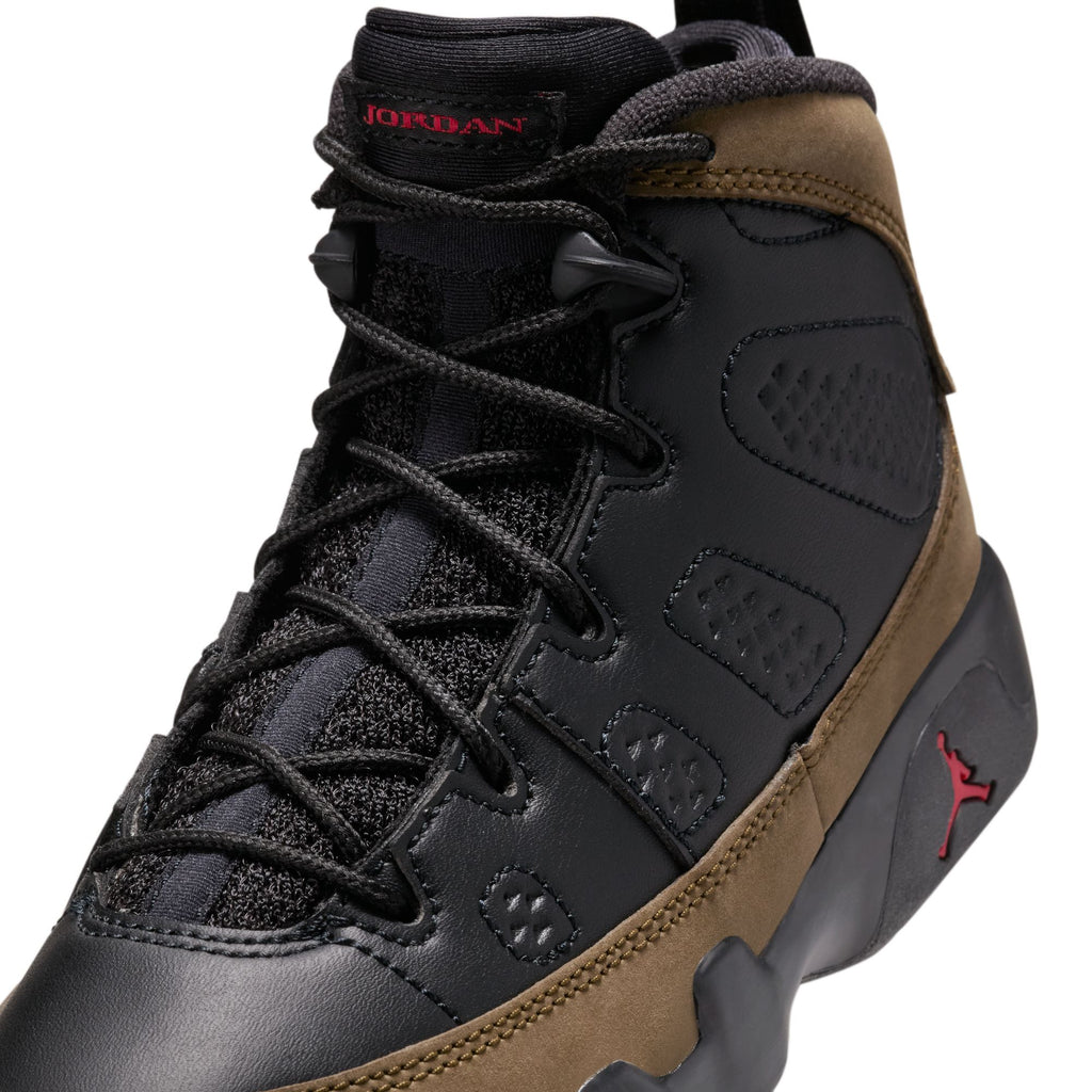 AIR JORDAN 9 RETRO "OLIVE" PS - BLACK/TRUE RED-LIGHT OLIVE