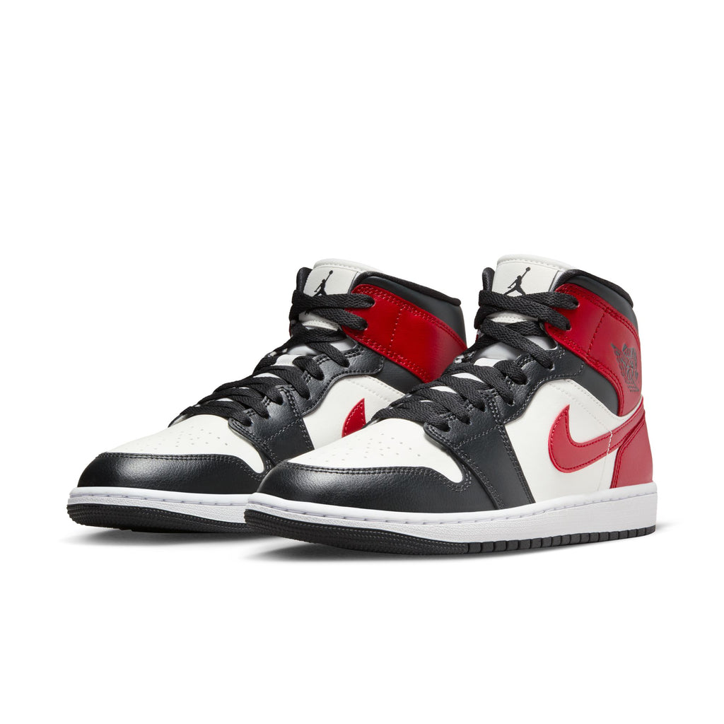 WOMENS AIR JORDAN 1 MID - SAIL/GYM RED-OFF NOIR-WHITE