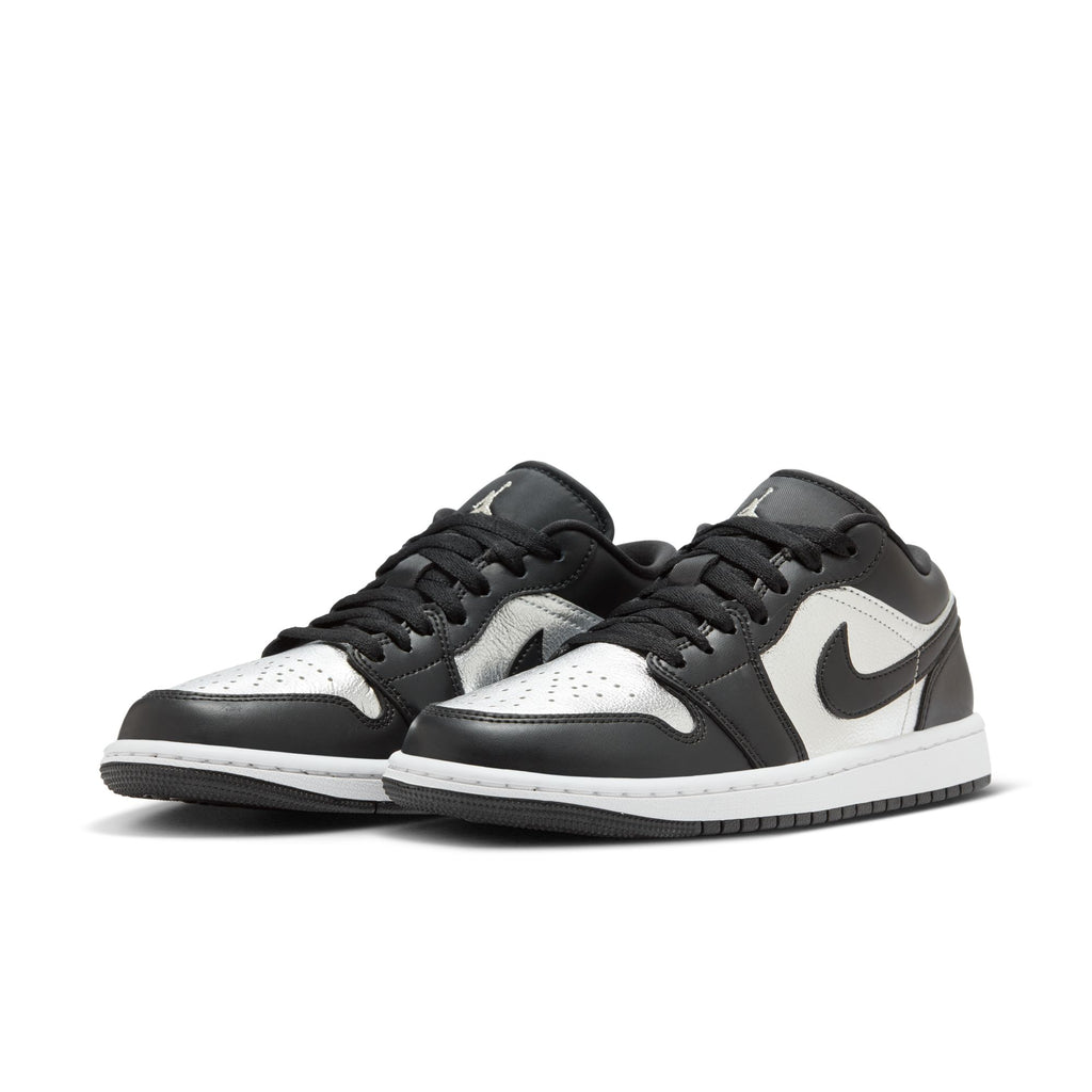 WOMENS AIR JORDAN 1 LOW SE  - BLACK/METALLIC SILVER-WHITE