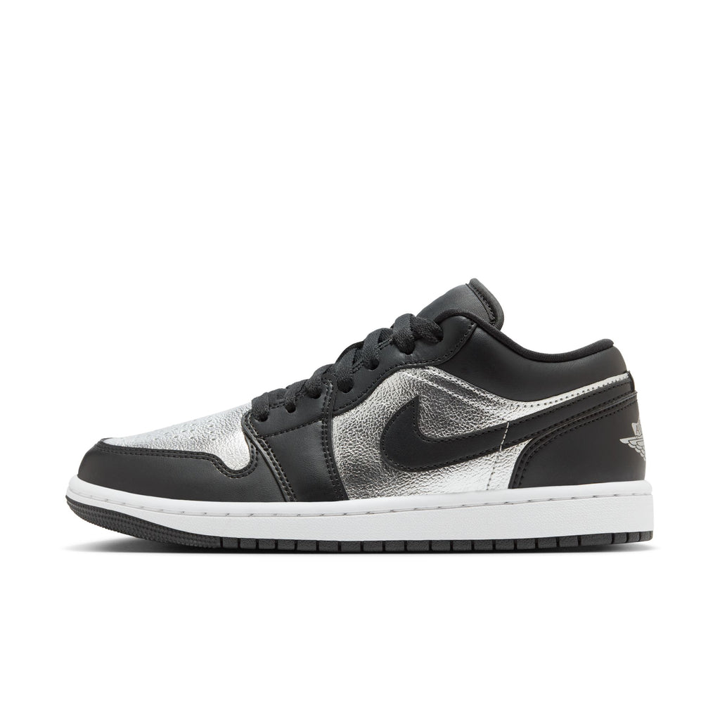 WOMENS AIR JORDAN 1 LOW SE  - BLACK/METALLIC SILVER-WHITE