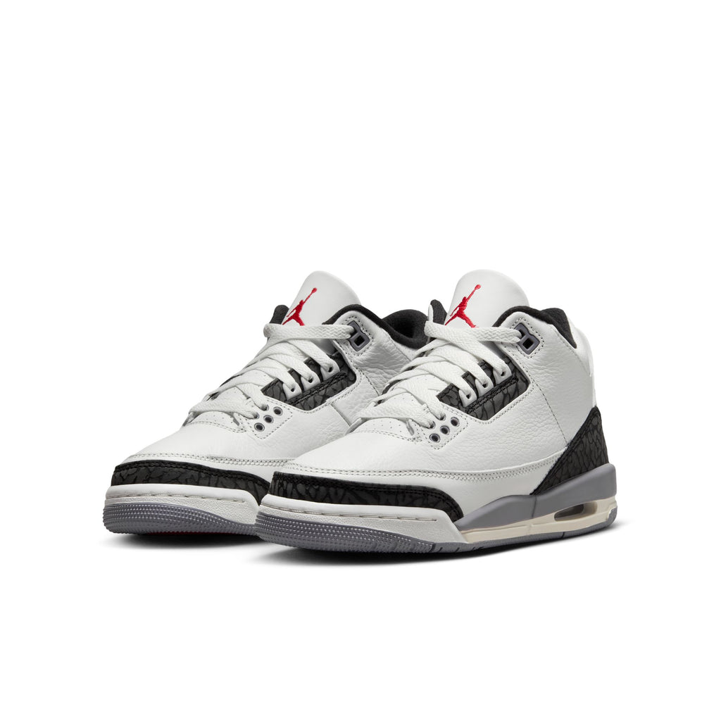 AIR JORDAN 3 RETRO "CEMENT GREY" GS - SUMMIT WHITE/FIRE RED-CEMENT GREY-BLACK