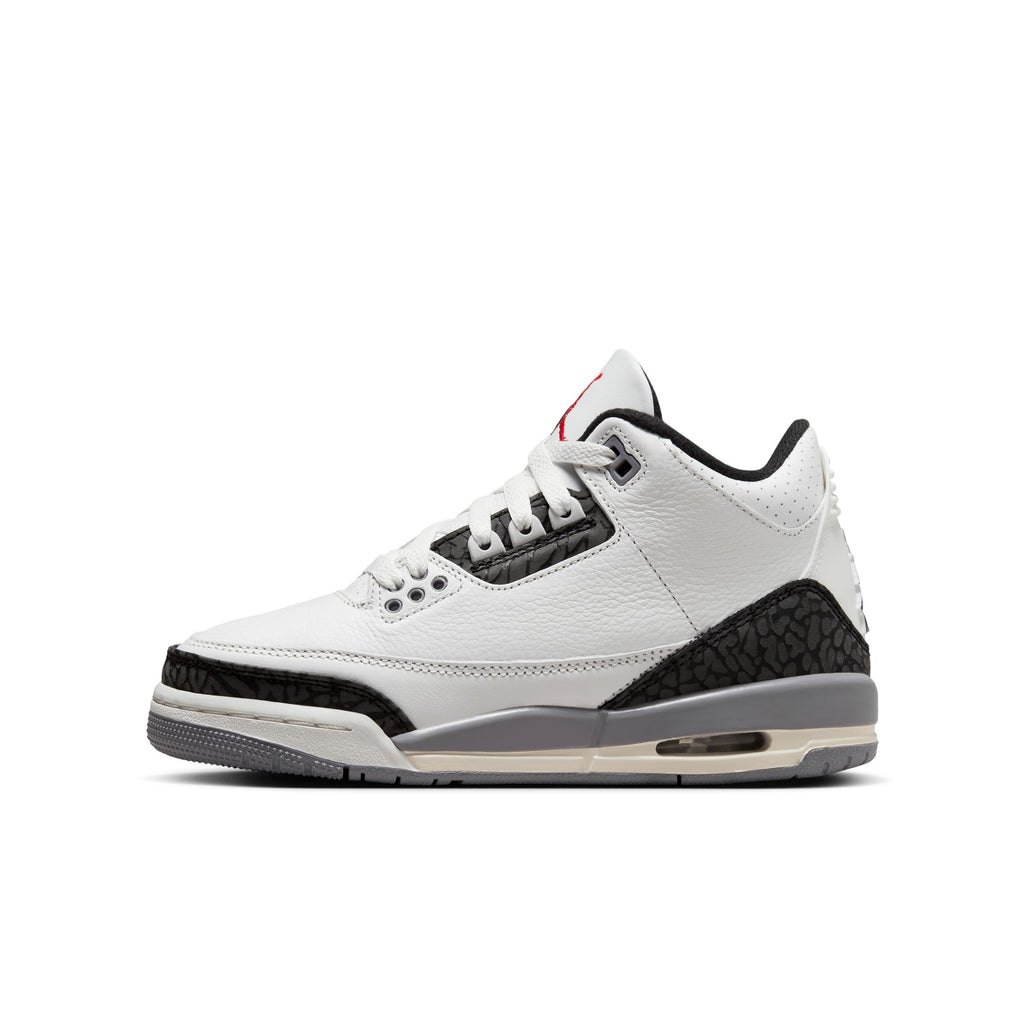 AIR JORDAN 3 RETRO "CEMENT GREY" GS - SUMMIT WHITE/FIRE RED-CEMENT GREY-BLACK