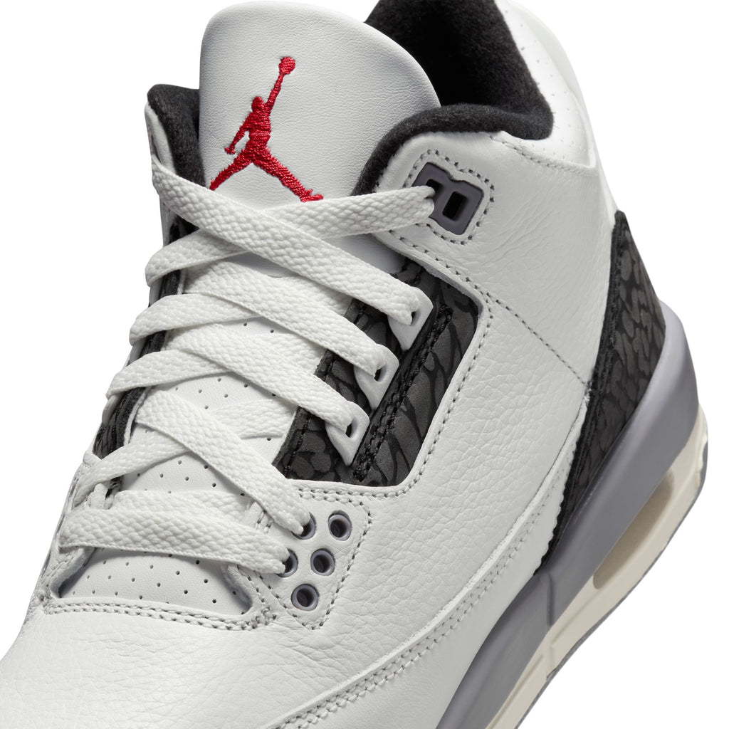 AIR JORDAN 3 RETRO "CEMENT GREY" GS - SUMMIT WHITE/FIRE RED-CEMENT GREY-BLACK