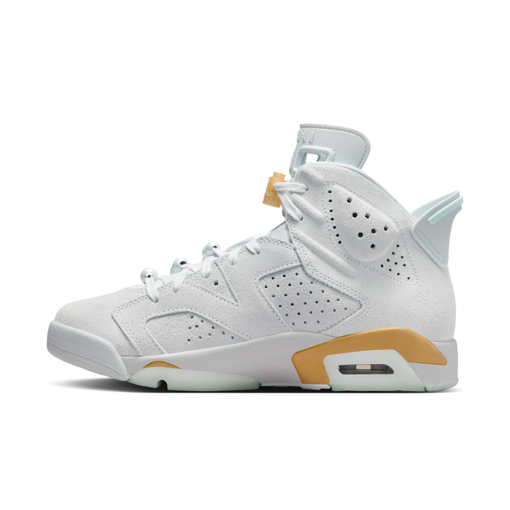 WOMENS AIR JORDAN 6 RETRO "PEARL" - PURE PLATINUM/GLACIER BLUE-METALLIC GOLD