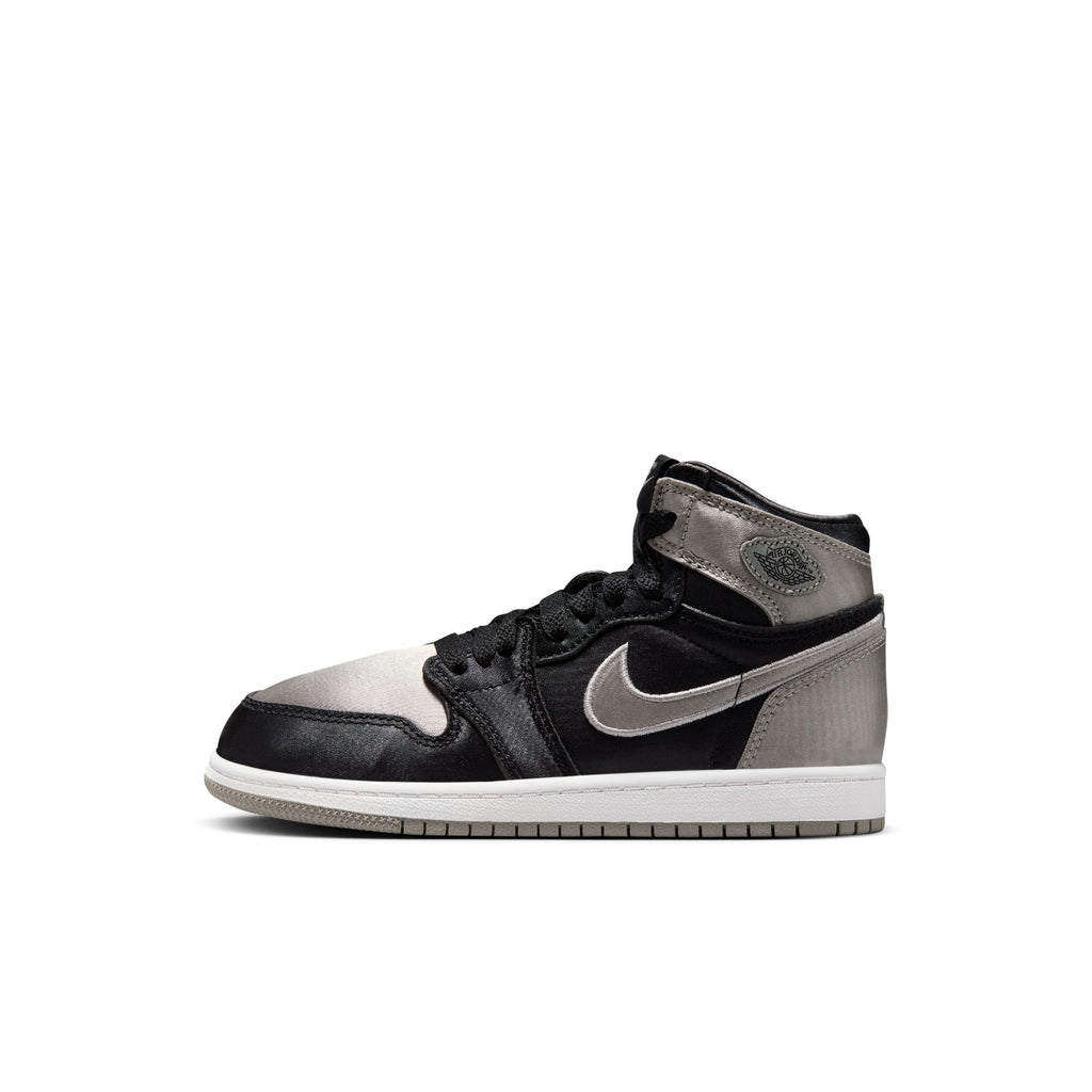 AIR JORDAN 1 RETRO HIGH OG 'SATIN SHADOW' PS - BLACK/MEDIUM GREY/WHITE