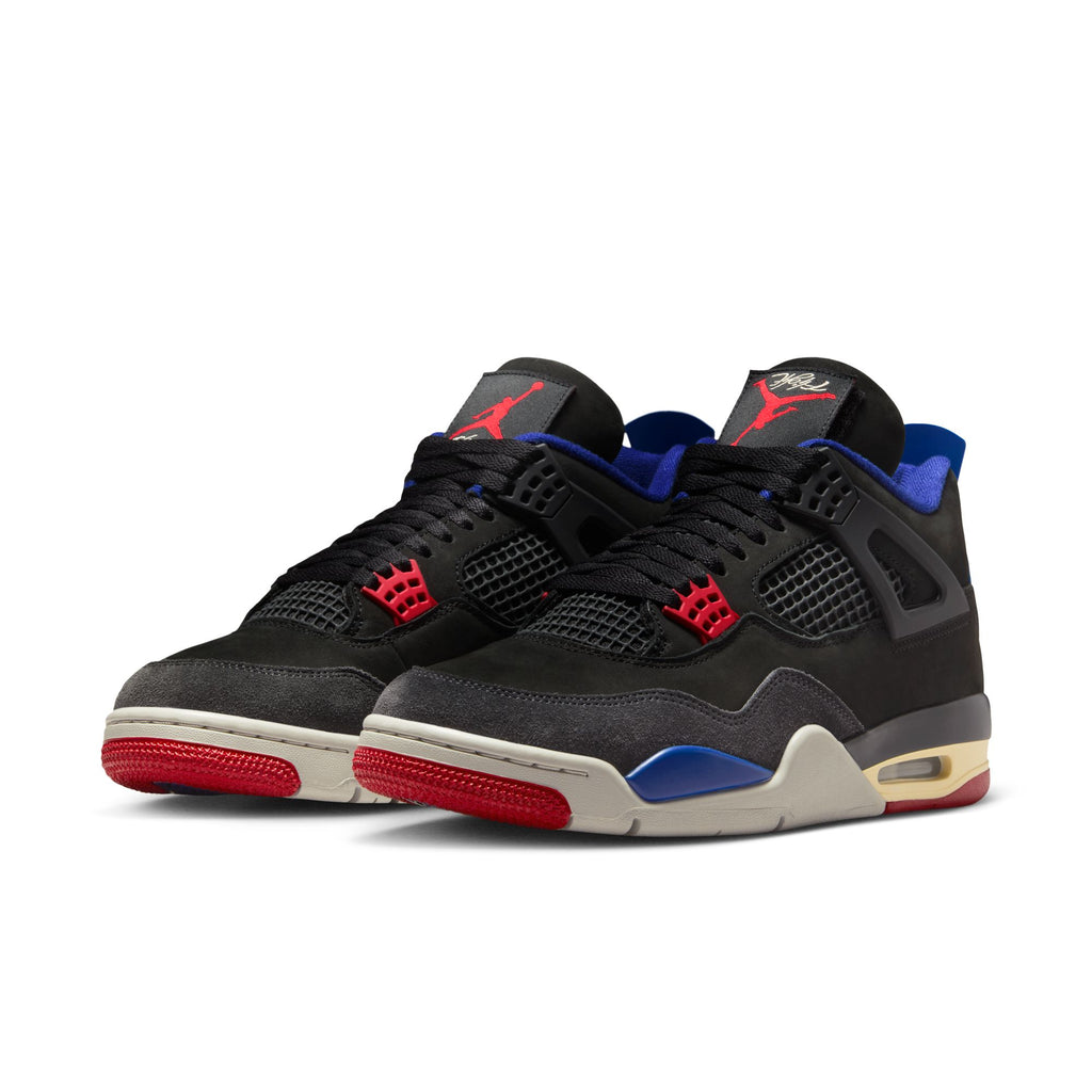 AIR JORDAN 4 RETRO 'RARE AIR' - BLACK/FIRE RED-DEEP ROYAL BLUE