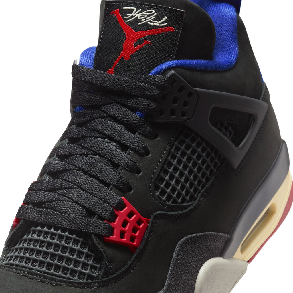 AIR JORDAN 4 RETRO 'RARE AIR' - BLACK/FIRE RED-DEEP ROYAL BLUE