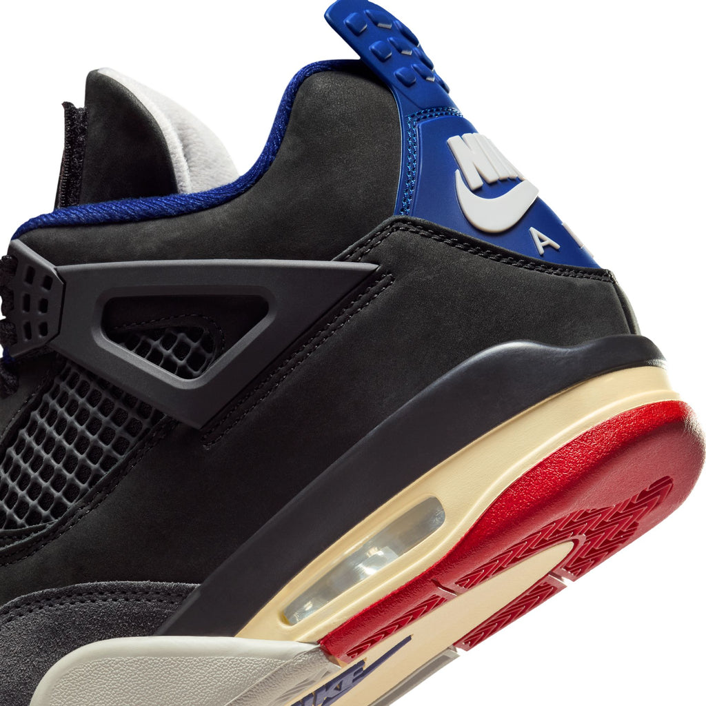 AIR JORDAN 4 RETRO 'RARE AIR' - BLACK/FIRE RED-DEEP ROYAL BLUE