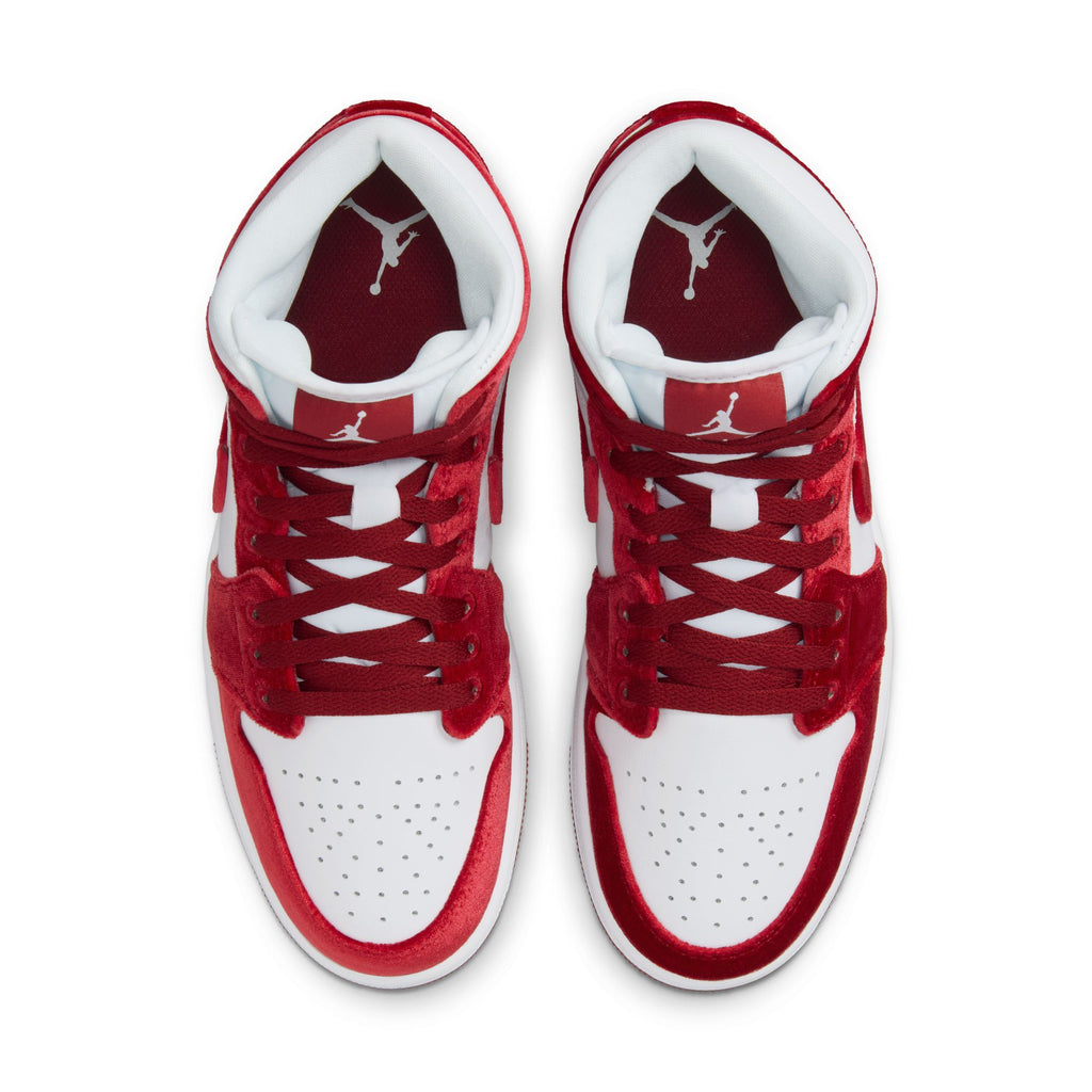 WOMENS AIR JORDAN 1 MID - WHITE/TEAM RED-BLACK-WHITE