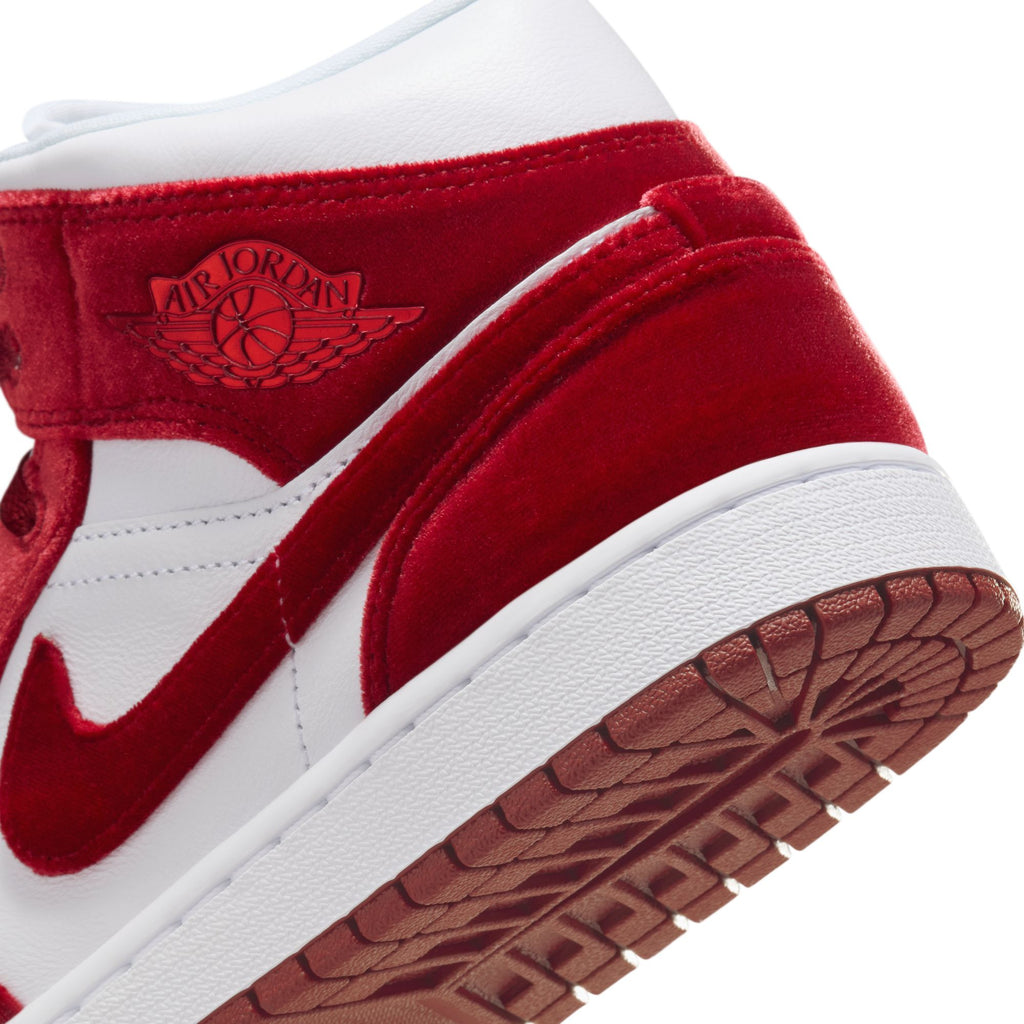 WOMENS AIR JORDAN 1 MID - WHITE/TEAM RED-BLACK-WHITE