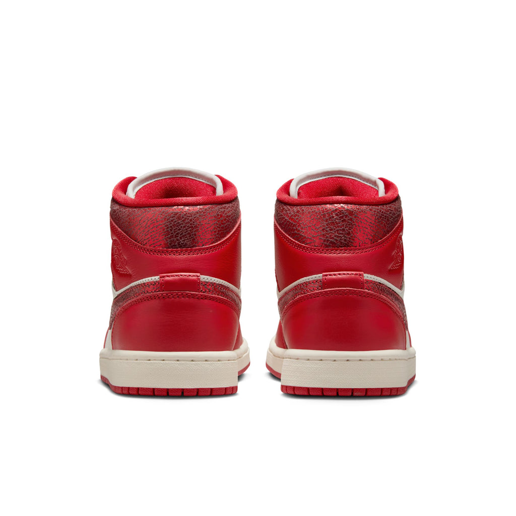 WOMENS AIR JORDAN 1 MID SE - SAIL/VARSITY RED-TEAM RED