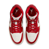 WOMENS AIR JORDAN 1 MID SE - SAIL/VARSITY RED-TEAM RED