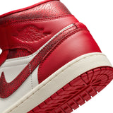 WOMENS AIR JORDAN 1 MID SE - SAIL/VARSITY RED-TEAM RED