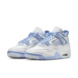 WOMENS AIR JORDAN 4 RETRO 'ALUMINUM' - WHITE/ALUMINUM-BLUE TINT-OIL GREEN