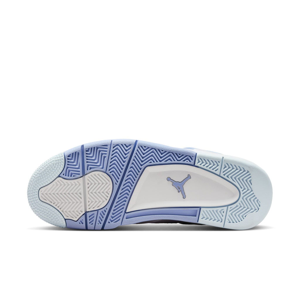 WOMENS AIR JORDAN 4 RETRO 'ALUMINUM' - WHITE/ALUMINUM-BLUE TINT-OIL GREEN