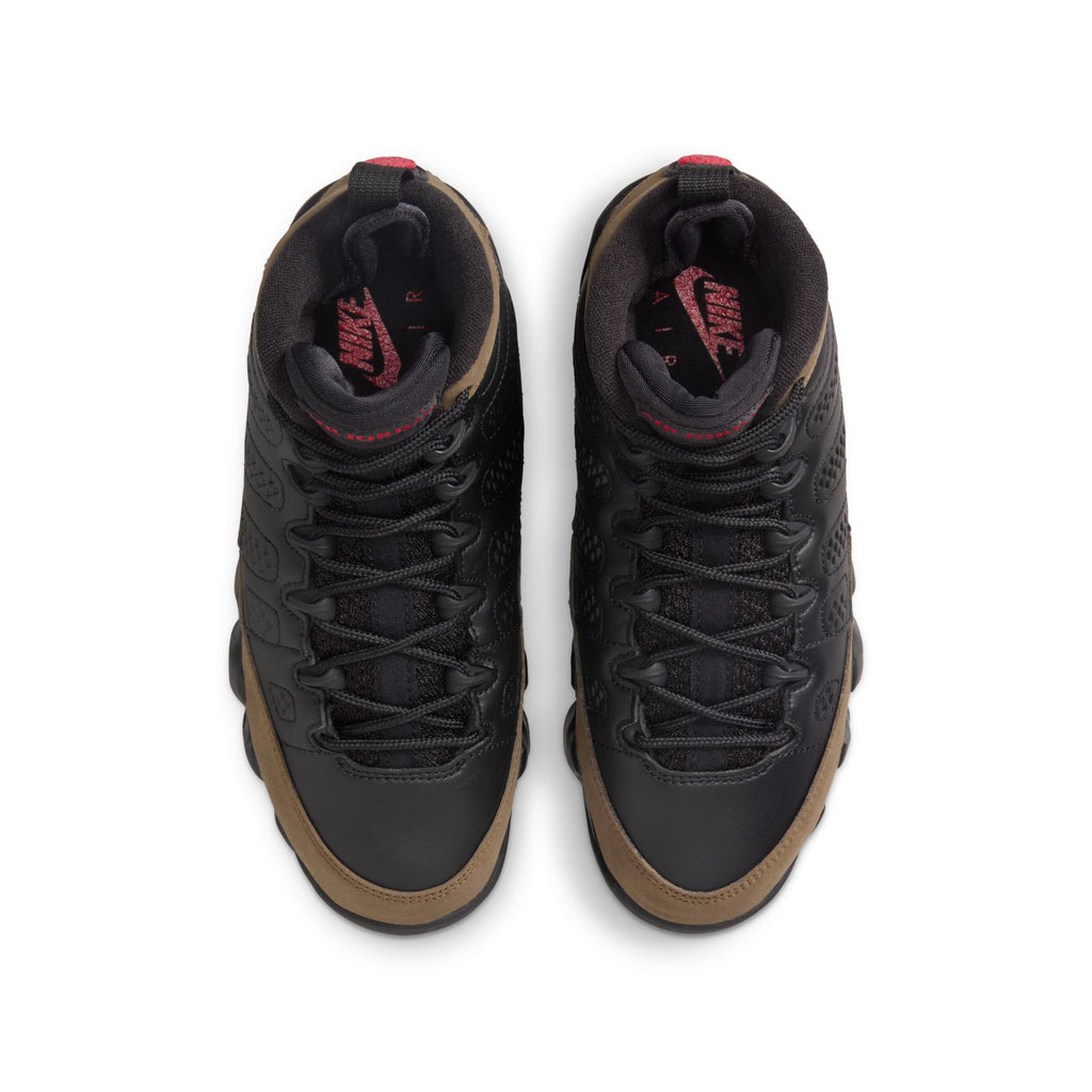 AIR JORDAN 9 RETRO "OLIVE" GS - BLACK/TRUE RED-LIGHT OLIVE