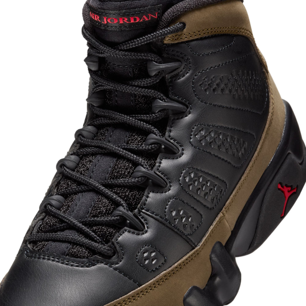 AIR JORDAN 9 RETRO "OLIVE" GS - BLACK/TRUE RED-LIGHT OLIVE