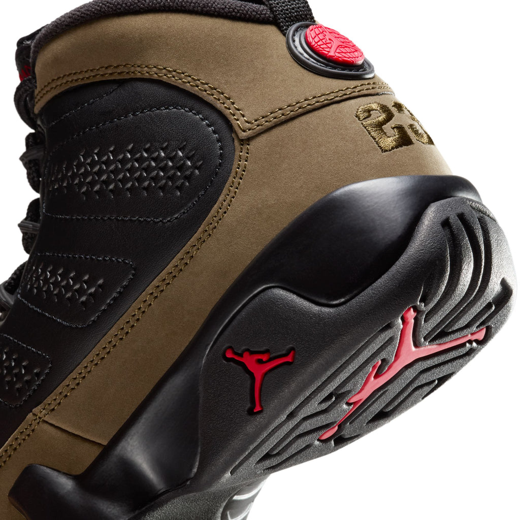 AIR JORDAN 9 RETRO "OLIVE" GS - BLACK/TRUE RED-LIGHT OLIVE