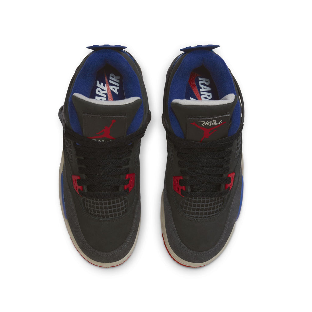 AIR JORDAN 4 RETRO 'RARE AIR' GS - BLACK/FIRE RED-DEEP ROYAL BLUE