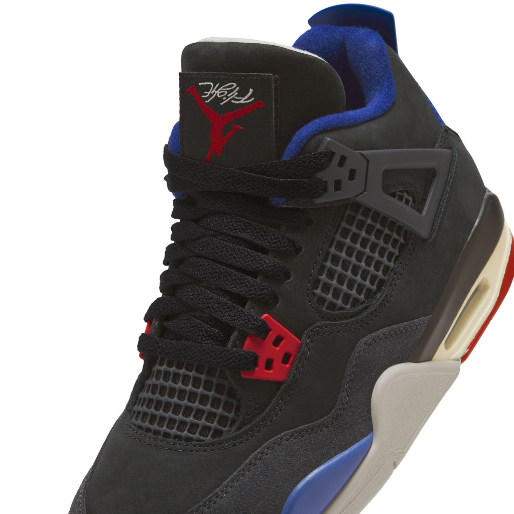 AIR JORDAN 4 RETRO 'RARE AIR' GS - BLACK/FIRE RED-DEEP ROYAL BLUE