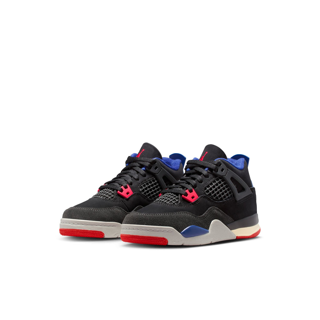 AIR JORDAN 4 RETRO 'RARE AIR' PS - BLACK/FIRE RED-DEEP ROYAL BLUE
