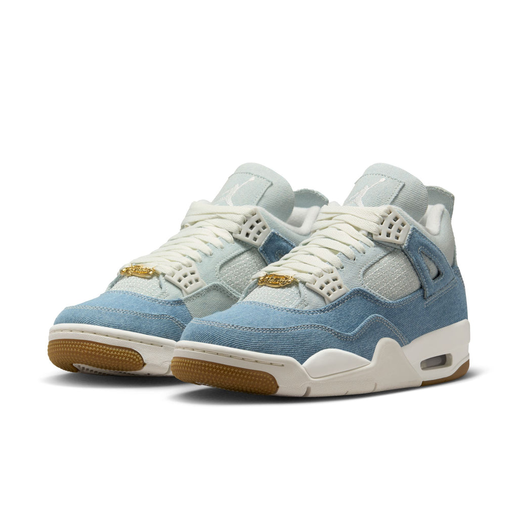 WOMENS AIR JORDAN 4 RETRO 'WORN BLUE' - SAIL/SAIL-GUM LIGHT BROWN-WORN BLUE