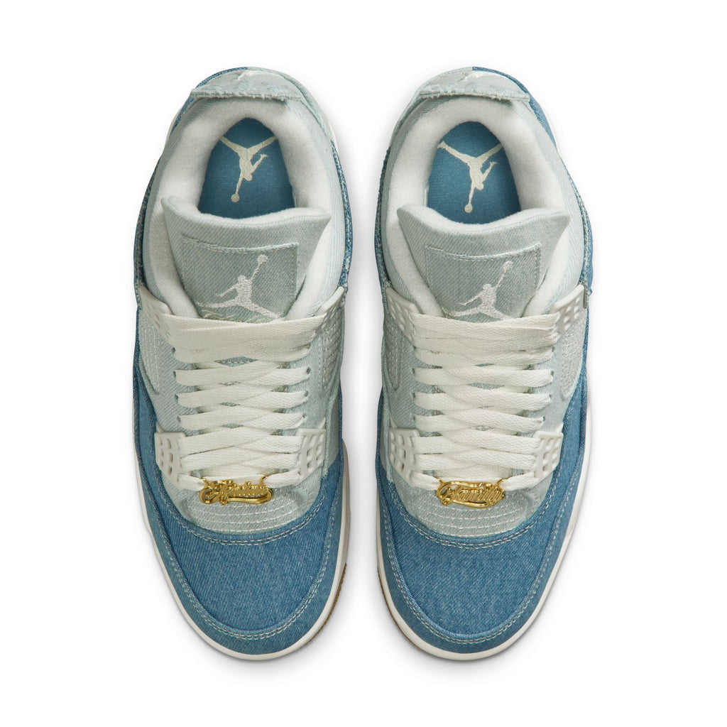 WOMENS AIR JORDAN 4 RETRO 'WORN BLUE' - SAIL/SAIL-GUM LIGHT BROWN-WORN BLUE