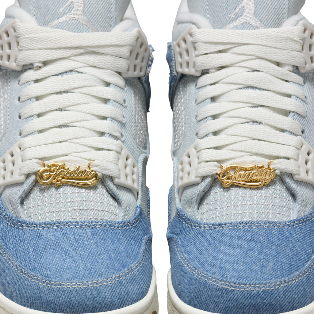 WOMENS AIR JORDAN 4 RETRO 'WORN BLUE' - SAIL/SAIL-GUM LIGHT BROWN-WORN BLUE