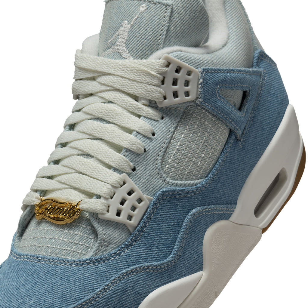 WOMENS AIR JORDAN 4 RETRO 'WORN BLUE' - SAIL/SAIL-GUM LIGHT BROWN-WORN BLUE