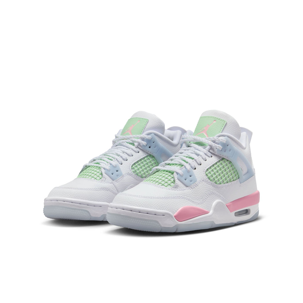 AIR JORDAN 4 RETRO GS - WHITE/MED SOFT PINK-HALF BLUE