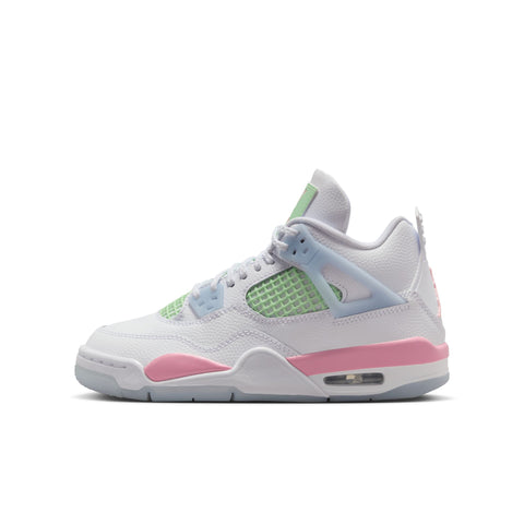 AIR JORDAN 4 RETRO GS - WHITE/MED SOFT PINK-HALF BLUE