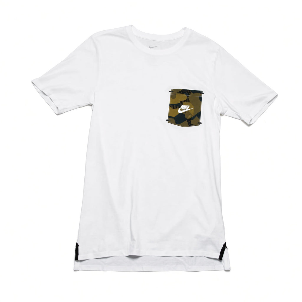 NIKE TEEDROP HEM POCKET T-SHIRT - WHITE