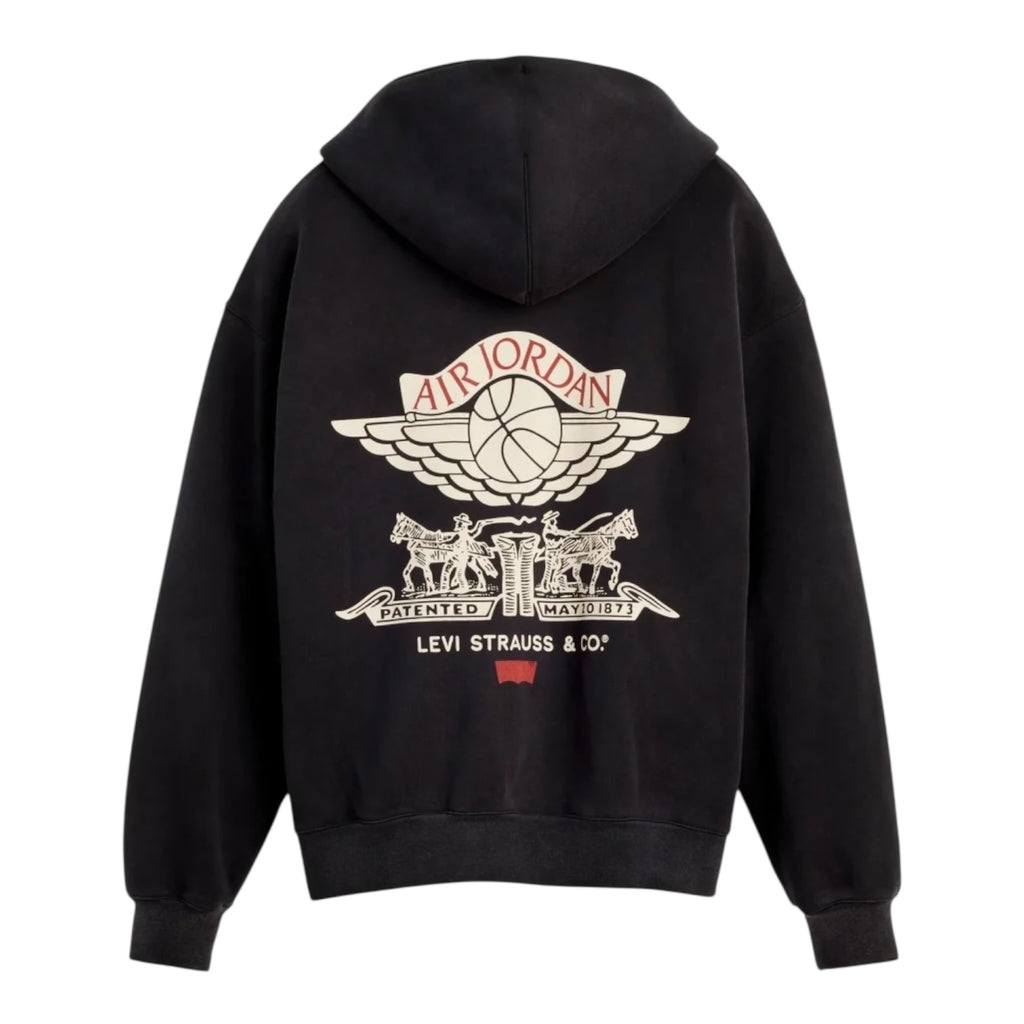 AIR JORDAN x LEVI'S® FULL-ZIP HOODIE - BLACK/PALE IVORY/GYM RED