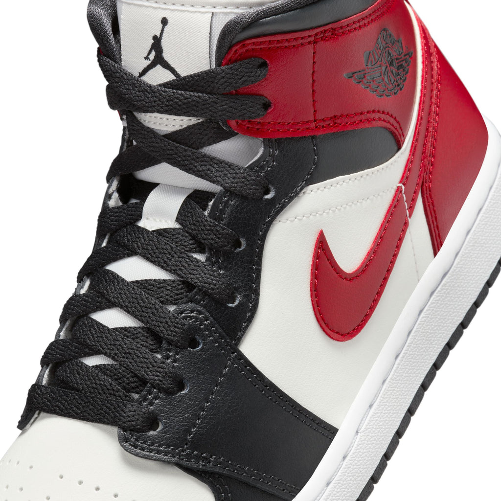 WOMENS AIR JORDAN 1 MID - SAIL/GYM RED-OFF NOIR-WHITE