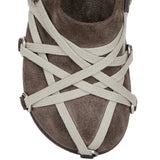 RICK OWENS TEMPLE MEGALACE® MULE GRANOLA IN  SUEDE LEATHER - DUST