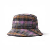 STÜSSY  BRUSHED PLAID BUCKET HAT - PURPLE