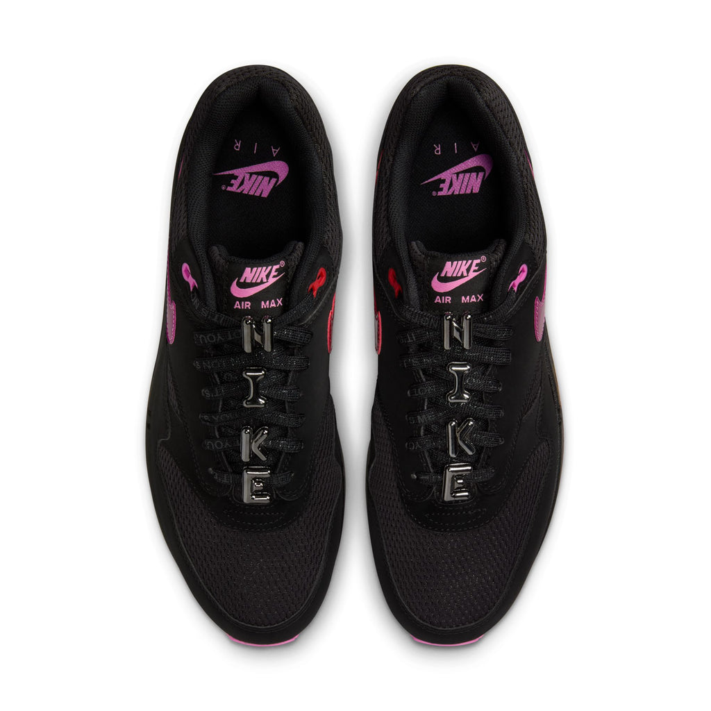 NIKE AIR MAX 1 PRM - BLACK/PLAYFUL PINK-UNIVERSITY RED