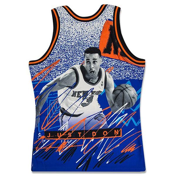 JUST DON X MITCHELL & NESS 'NEW YORK KNICKS' SUBLIMATED JERSEY - PATTERN ROYAL
