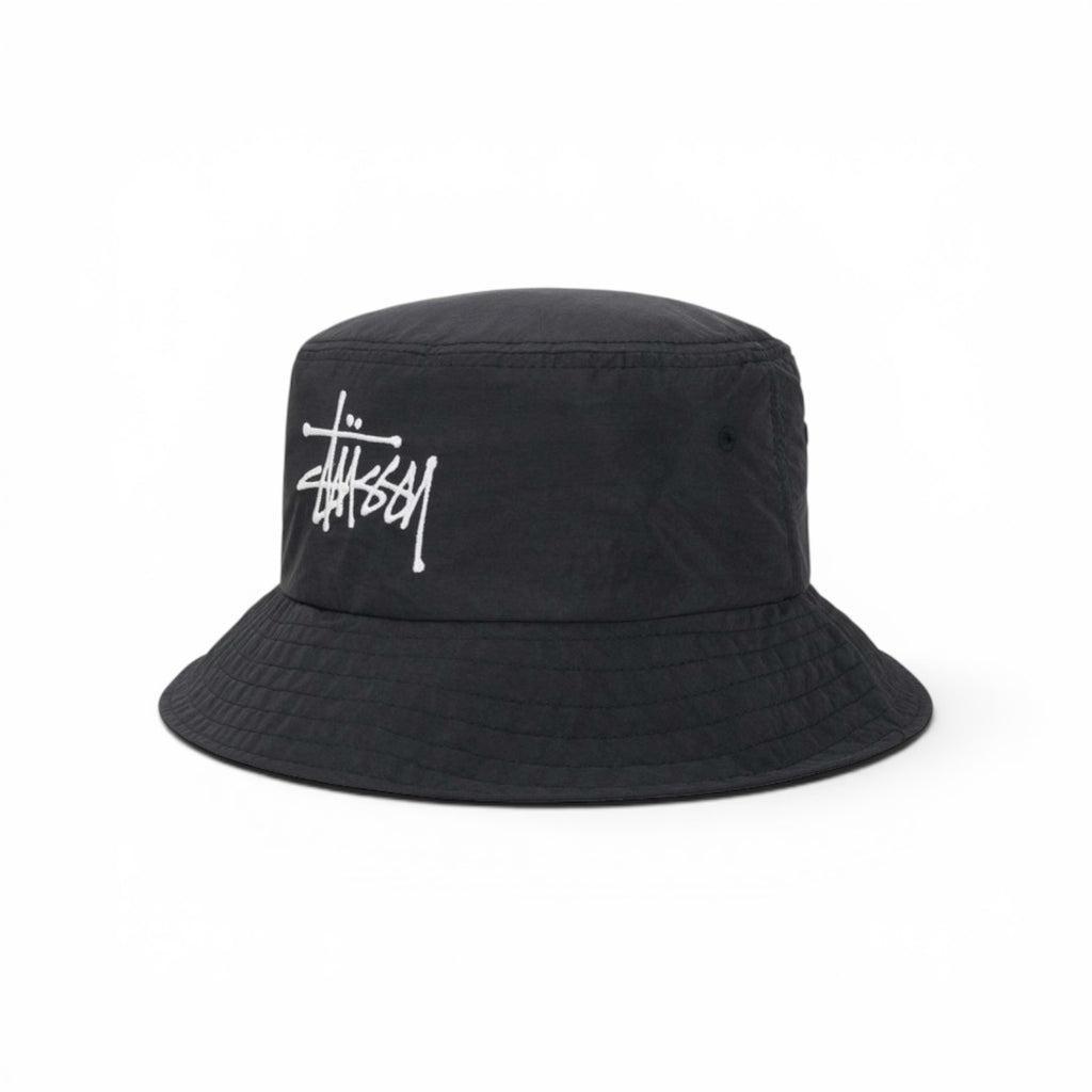 STÜSSY  PEACHED NYLON BASIC BUCKET HAT - BLACK